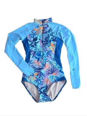 Coolibar Swimsuit Escalante High Neck Long Sleeve Womens Sz Small UPF 50+ Floral